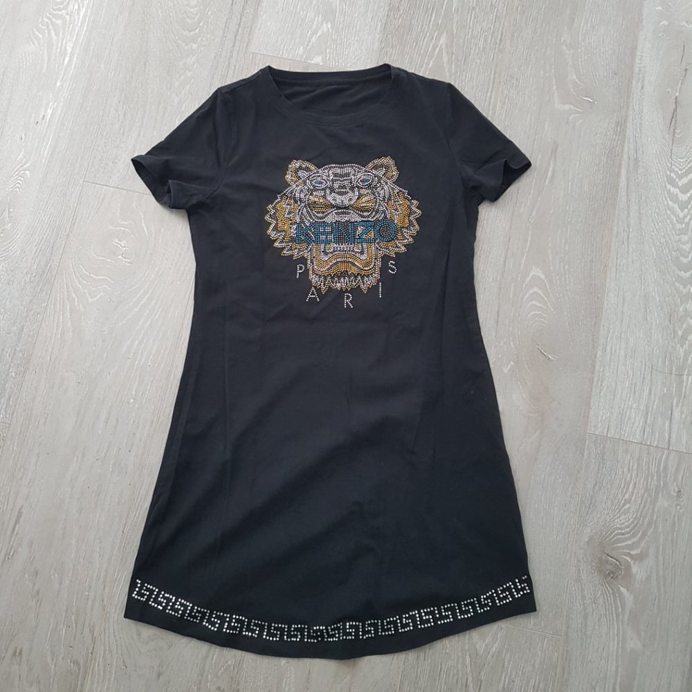 KENZO Black T-Shirt Dress Size S